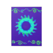 美しい虹色の青い花の油絵アート ノートパッド (回転)