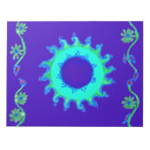 美しい虹色の青い花の油絵アート ノートパッド (正面)