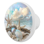 美しい虹色シーシェルヒトデビーチ海 セラミックノブ (右)