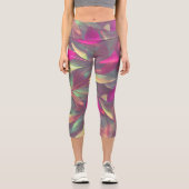 美しい虹色葉の模様 カプリレギンス (正面)