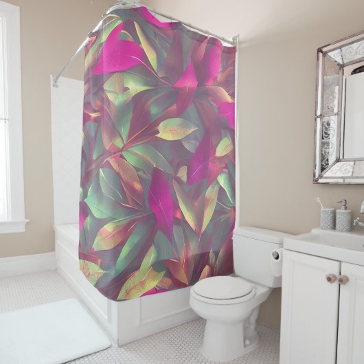 美しい虹色葉の模様 シャワーカーテン (インサイチュ)