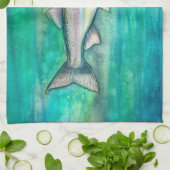 美しい虹鱒の水彩画アート キッチンタオル (折り畳み)