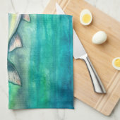 美しい虹鱒の水彩画アート キッチンタオル (四つ折り)