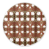 美しい蜂蜜の茶色の花のキャビネットプル セラミックノブ (正面)