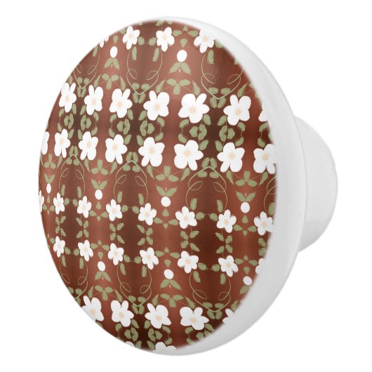 美しい蜂蜜の茶色の花のキャビネットプル セラミックノブ (右)