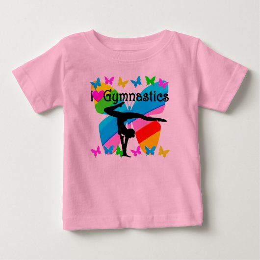 美しい蝶々 私は体操が好き デザイン ベビーTシャツ (正面)