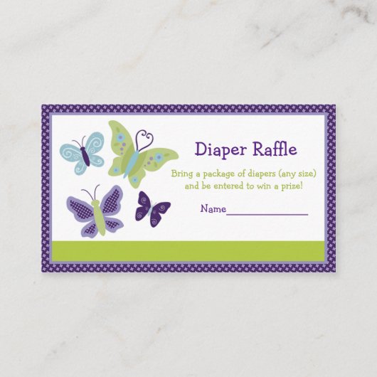 美しい蝶おむつラッフルチケット エンクロージャーカード (正面)