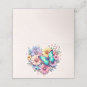 美しい蝶といっしょに描かれたデイジーの花 プレイスカード (外部開封)