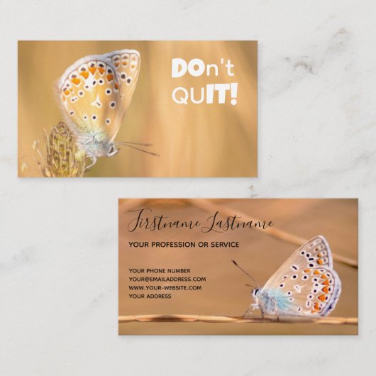 美しい蝶とやる気を起こさせる引用文ブシン 名刺 (正面/裏面)