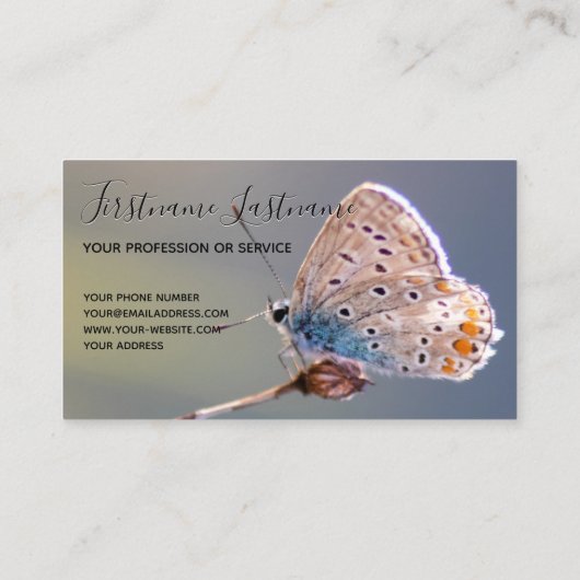 美しい蝶とやる気を起こさせる引用文 名刺 (裏面)