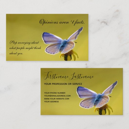 美しい蝶とやる気を起こさせる引用文 名刺 (正面/裏面)