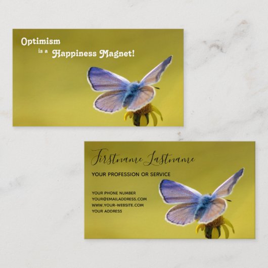 美しい蝶とやる気を起こさせる引用文 名刺 (正面/裏面)