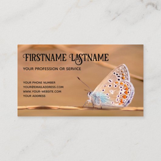 美しい蝶とやる気を起こさせる引用文 名刺 (裏面)