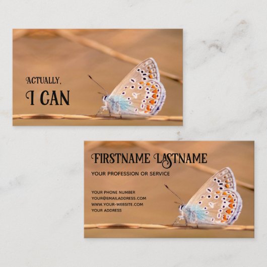 美しい蝶とやる気を起こさせる引用文 名刺 (正面/裏面)