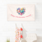 美しい蝶とデイジーの花の誕生日 横断幕 (インサイチュ)