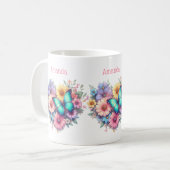 美しい蝶とデイジーの花 コーヒーマグカップ (正面左)