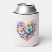 美しい蝶とデイジーの花 缶クーラー (缶裏面)