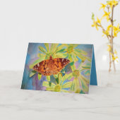 美しい蝶とデイジー水彩カード カード (黄色い花)