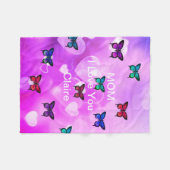 美しい蝶とハート フリースブランケット (正面(横))