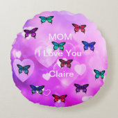 美しい蝶とハート ラウンドクッション (正面)