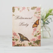 美しい蝶とヴィンテージの花の定年 招待状 (スタンド正面)