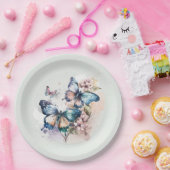 美しい蝶と花お洒落 ペーパープレート (パーティー)