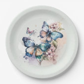 美しい蝶と花お洒落 ペーパープレート (正面)