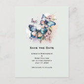 美しい蝶と花が日付を保存 インビテーションポストカード (正面)