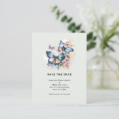 美しい蝶と花が日付を保存 インビテーションポストカード (スタンド正面)