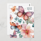 美しい蝶と花の損失のために残念 ポストカード (正面/裏面)