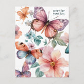 美しい蝶と花の損失のために残念 ポストカード (正面)