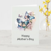 美しい蝶と花の母の日 カード (黄色い花)