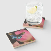 美しい蝶と花の砂岩コースター ストーンコースター (横)