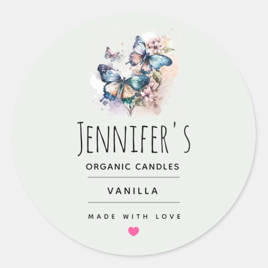 美しい蝶と花キャンドルクラフト ラウンドシール (正面)