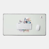 美しい蝶と花モノグラム デスクマット (キーボード&マウス)