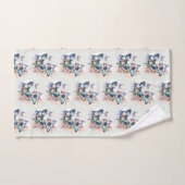 美しい蝶と花模様 バスタオルセット (ハンドタオル)