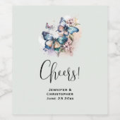 美しい蝶と花結婚の ワインラベル (シングルラベル)