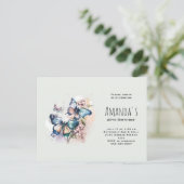 美しい蝶と花誕生日 インビテーションポストカード (スタンド正面)