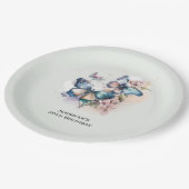 美しい蝶と花誕生日 ペーパープレート (アングル)