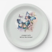 美しい蝶と花誕生日 ペーパープレート (正面)