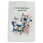 美しい蝶と花誕生日 ミディアムペーパーバッグ (裏面)