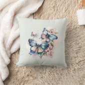 美しい蝶と花 クッション (ブランケット)