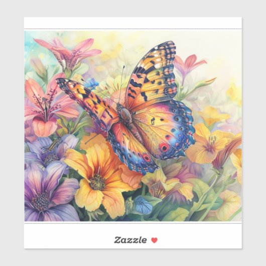 美しい蝶と花 シール (シート)