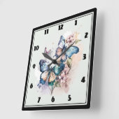 美しい蝶と花 スクエア壁時計 (傾斜)