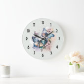 美しい蝶と花 ラージ壁時計 (ホーム)