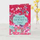 美しい蝶と花 |母の日 カード (黄色い花)