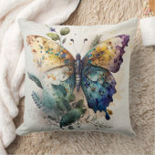 美しい蝶と葉 クッション (ブランケット)