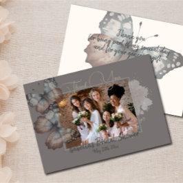 美しい蝶のウェディングシャワーの感謝カード サンキューカード