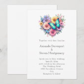 美しい蝶のウェディングブーケ 招待状 (正面/裏面)