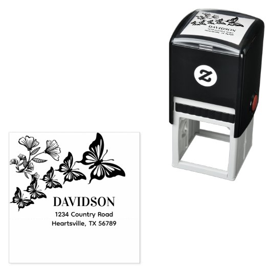 美しい蝶のカスタムファミリー名と住所 セルフインキングスタンプ (インサイチュ)